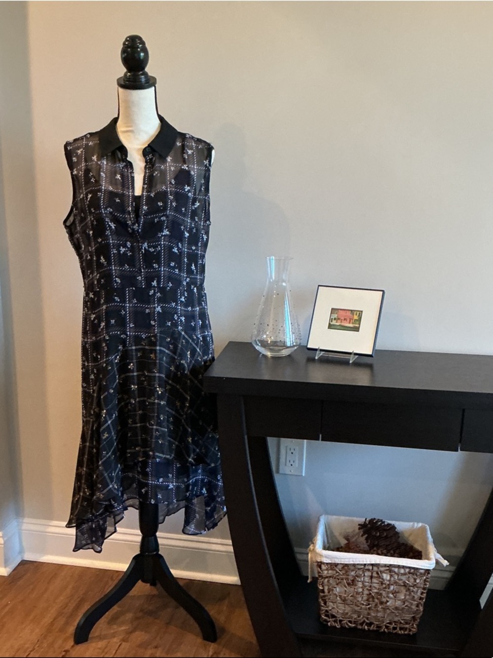 Simply Vera Vera Wang Black Printed Sleeveless High-Low Dress